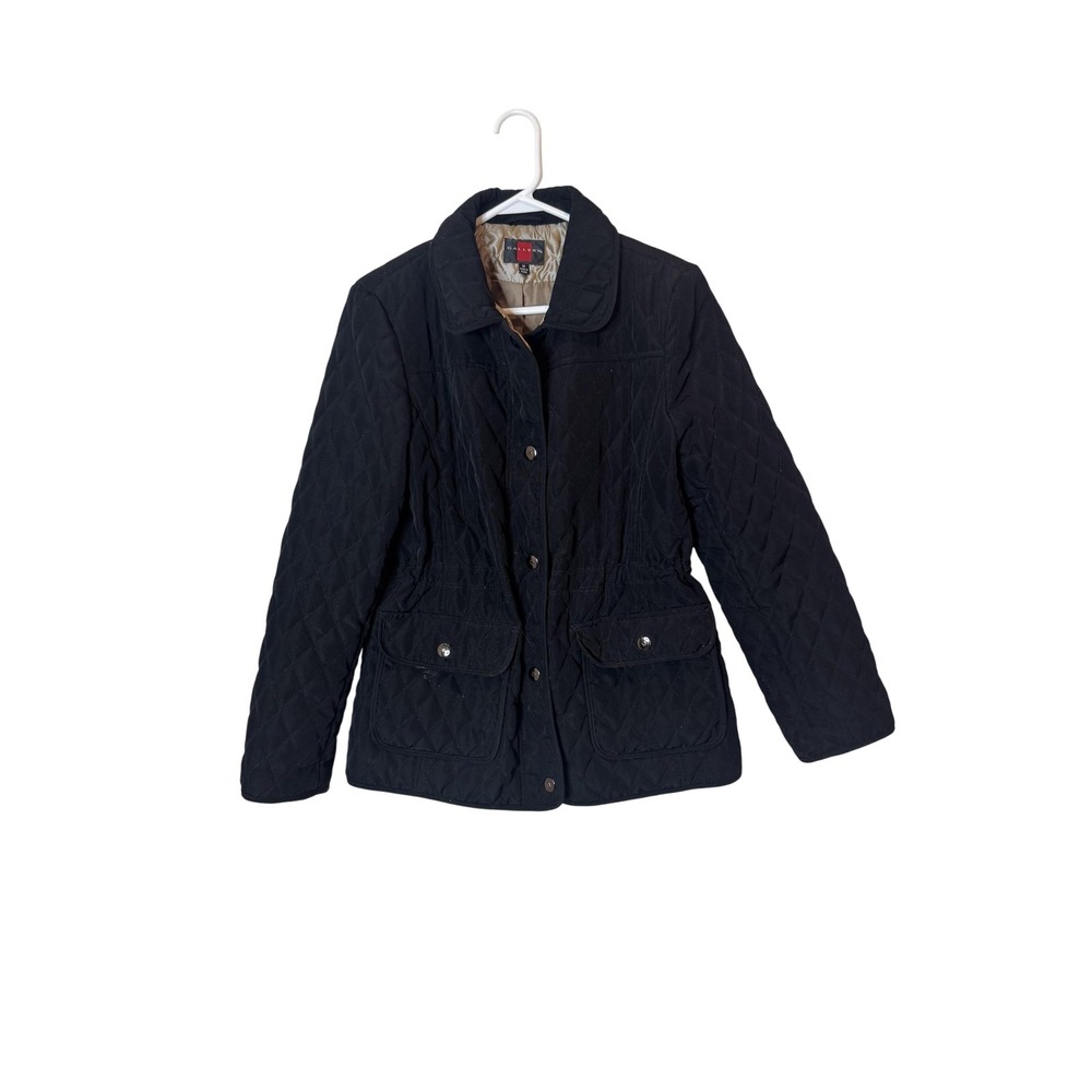 Gallery Jacket Womens Medium Black Diamond Quilted Barn Field Coat Snap Pockets